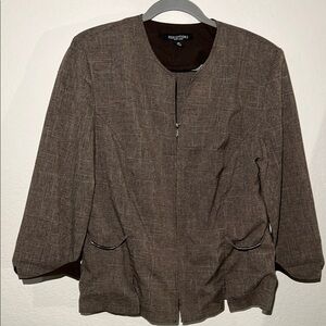 Perceptions Brown Blazer Tailored Open Front